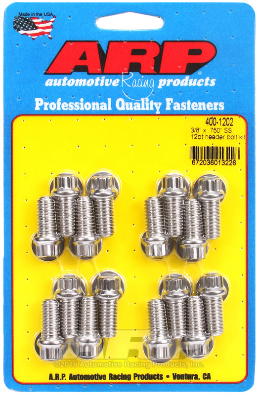S/S Header Bolt Kit - 3/8 x .750 UHL (16)