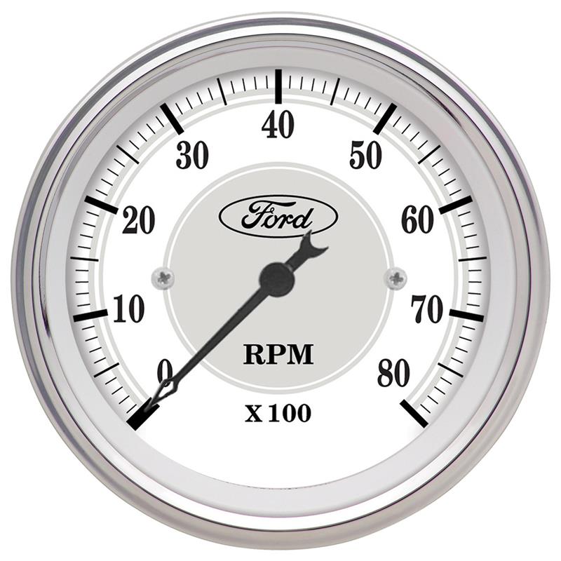 Ford Racing Tach - 3-1/8 In-Dach - White Face