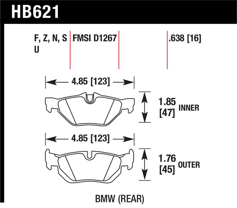 Hawk 2011-2011 BMW 125i HPS 5.0 Rear Brake Pads