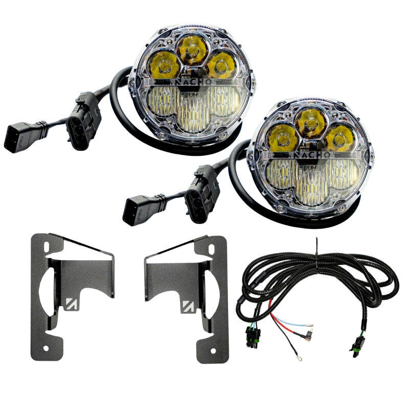 Nacho Lighting Jeep JL/JT SAE Combo White Plug N Play Fog Light Kit (3pc Bumper Kit)