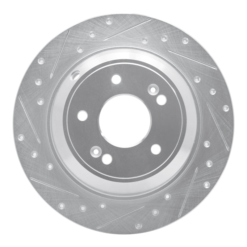 R1 18-23 Genesis G70 Rear Left Drilled & Slotted Silver Brake Rotor