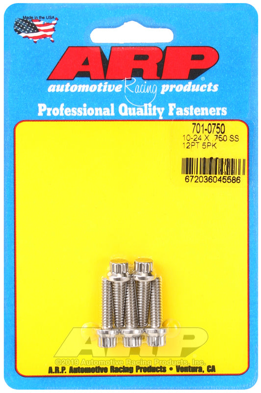 Bolt Kit - SS 12pt 5pk 10-24 x .750