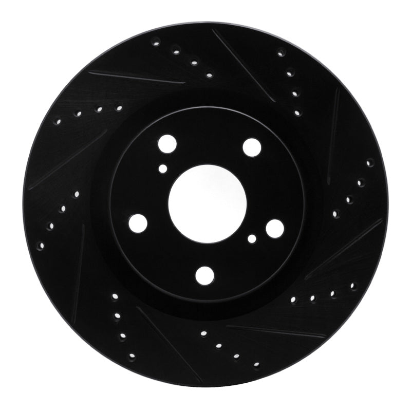 R1 22-23 Genesis G70 Front Right Drilled & Slotted Black Brake Rotor