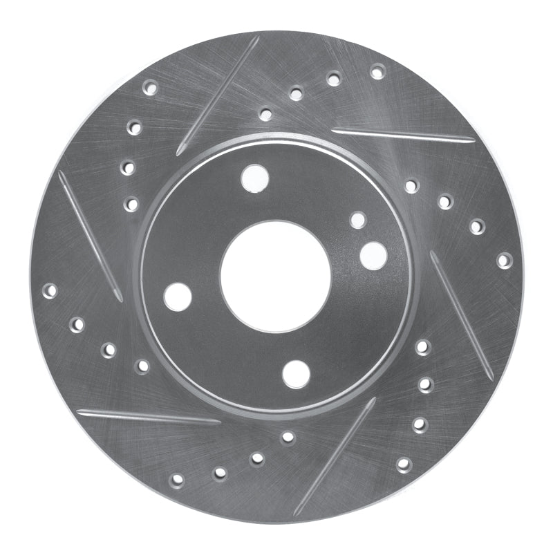 R1 94-02 Mazda Miata Front Left Drilled & Slotted Silver Brake Rotor