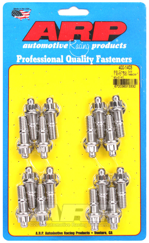 S/S Header Stud Kit - 3/8in x 1.670in OAL (16)