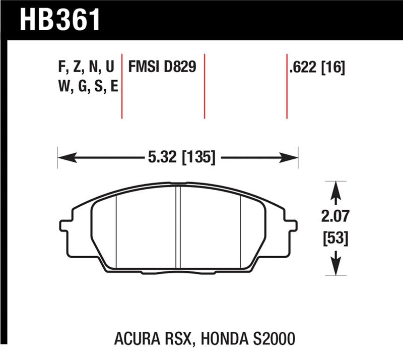 Hawk 2002-2006 Acura RSX Type-S HPS 5.0 Front Brake Pads