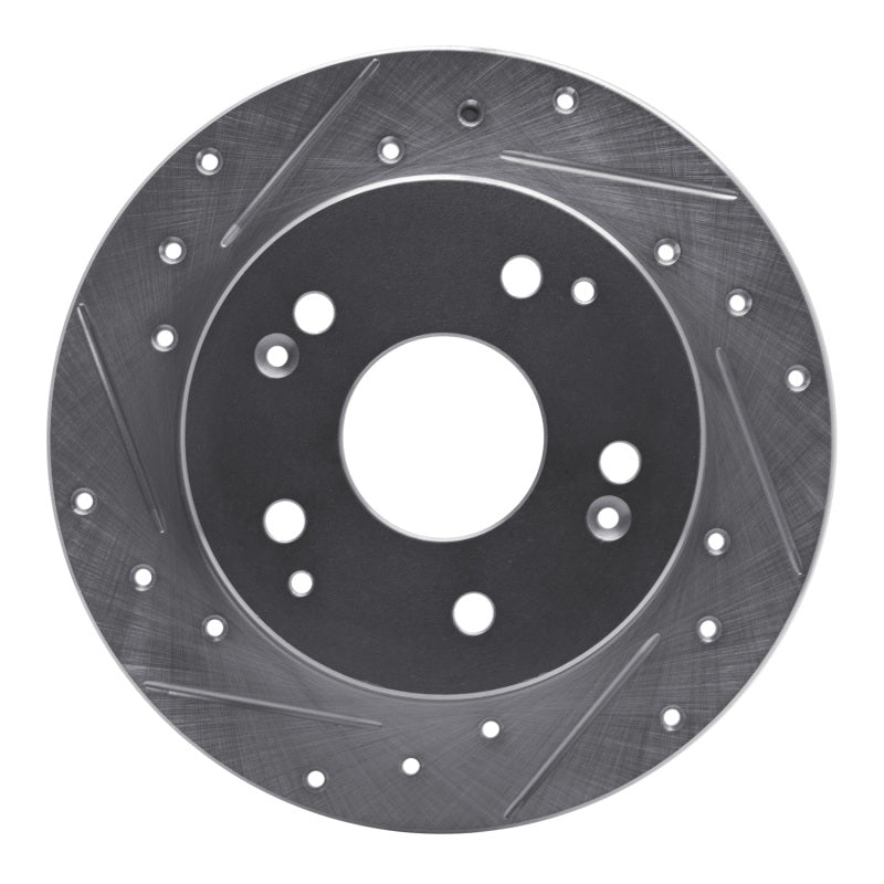 R1 97-01 Acura Integra Rear Left Drilled & Slotted Silver Brake Rotor