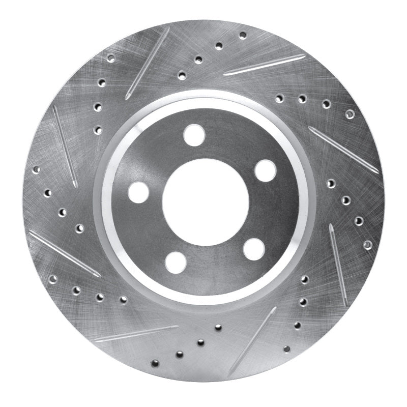 R1 09-23 Dodge Challenger Front Left Drilled & Slotted Silver Brake Rotor