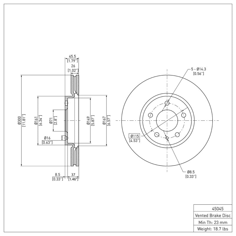 R1 2011-2025 Buick Encore GX Front Brake Rotor