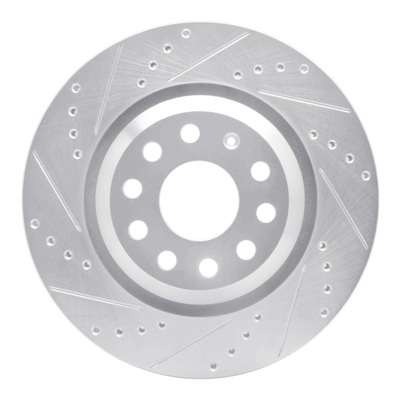 R1 06-25 Audi A3 Quattro Rear Left Drilled & Slotted Silver Brake Rotor