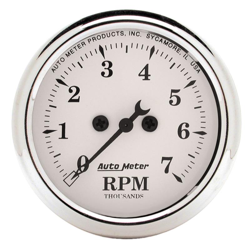 Old Tyme White 2 1/16in Tach 7000 RPM Elec.