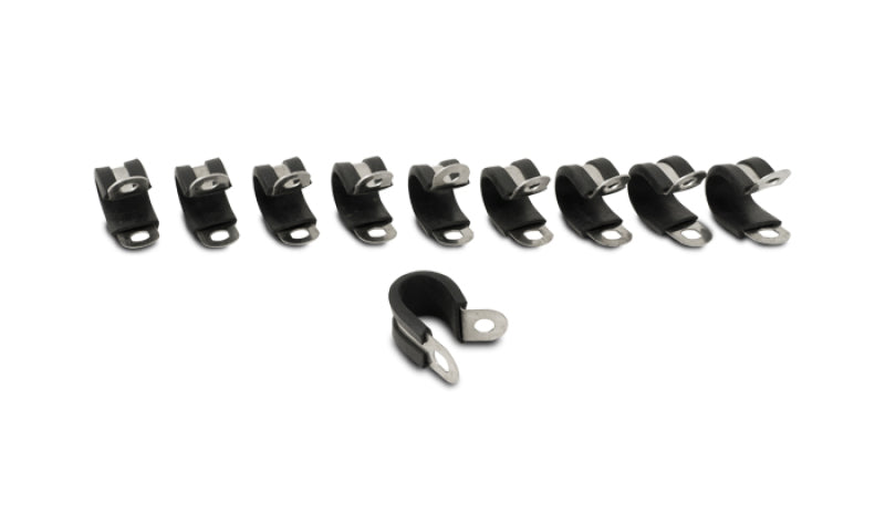 Vibrant Stainless Steel Cushion P-Clamp for 1.125in OD Hose (10 Pack)