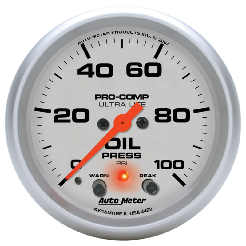 2-5/8in U/L Oil Pressure Gauge w/Peak & Warning