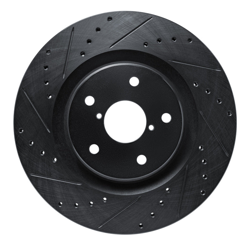 R1 20-25 Subaru WRX Front Left Drilled & Slotted Black Brake Rotor