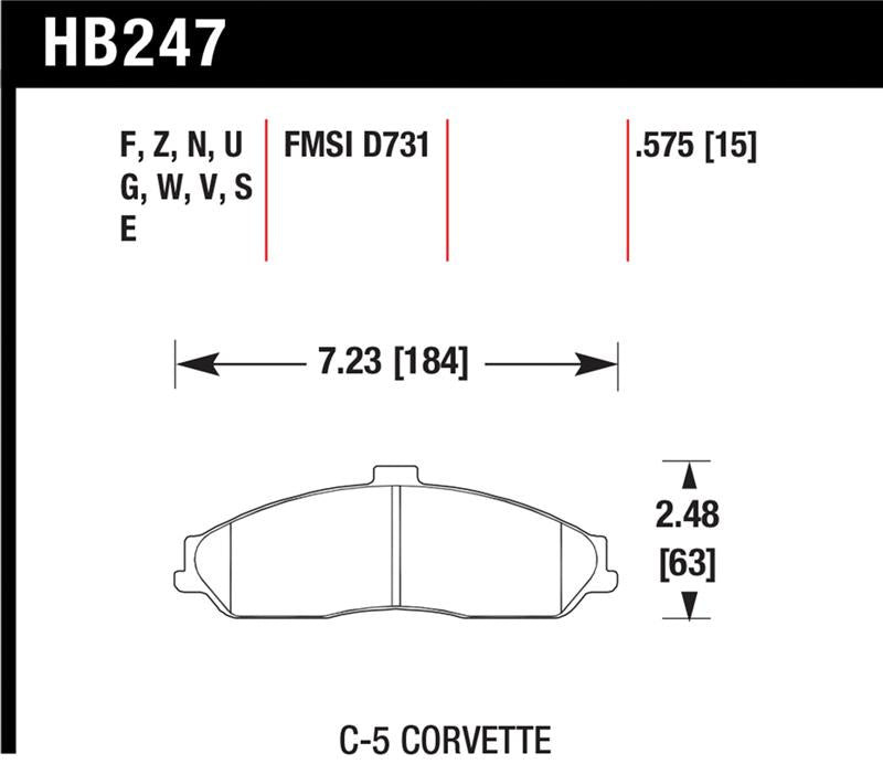 Hawk 2008-2009 Cadillac XLR Platinum HPS 5.0 Front Brake Pads