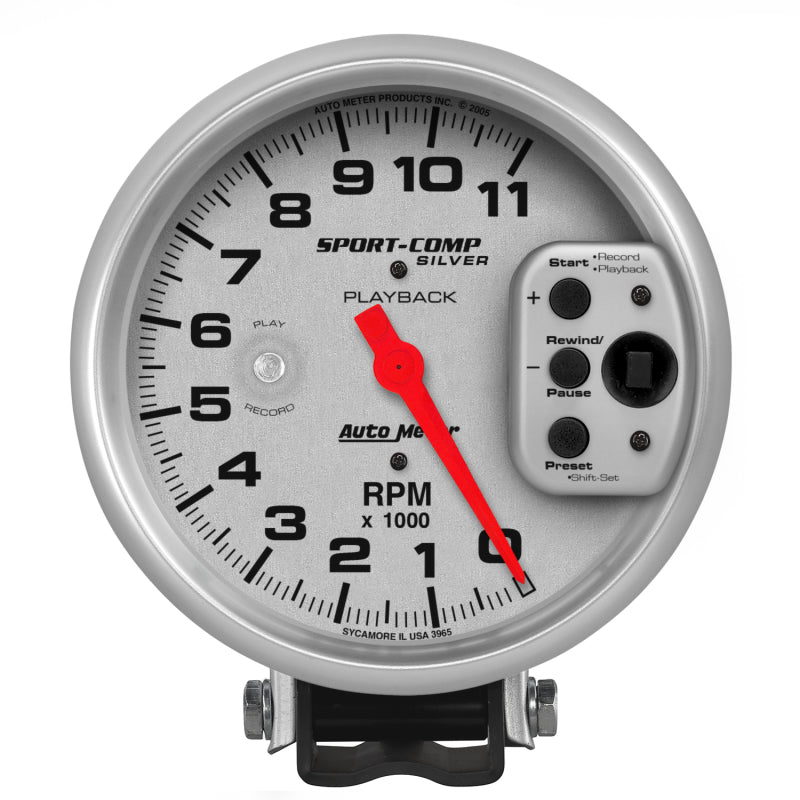 5in S/C Silver 11000 RPM Playback Tach