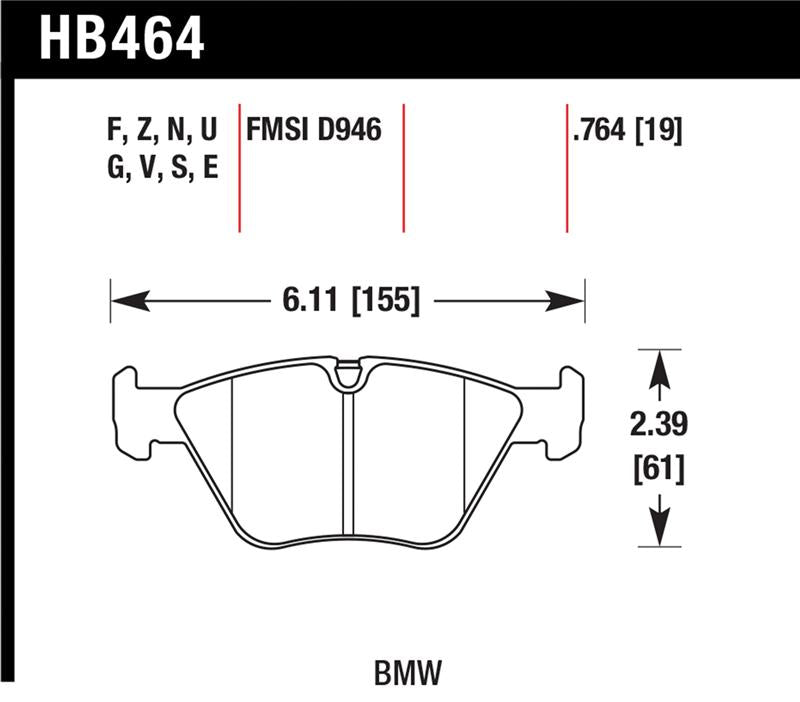 Hawk 2001-2006 BMW 330Ci HPS 5.0 Front Brake Pads