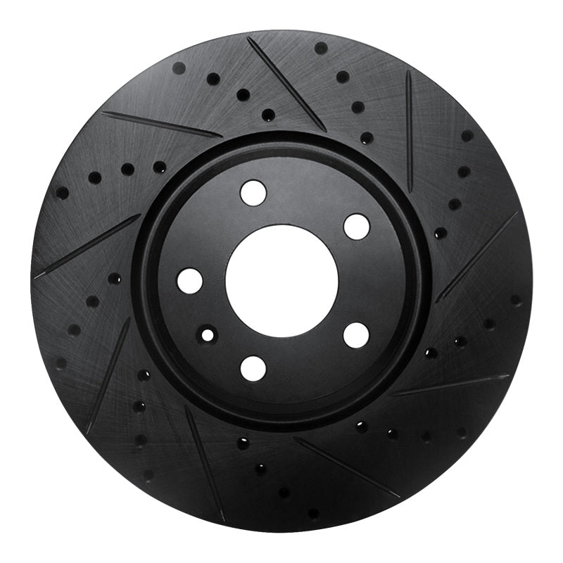 R1 2011-2017 Audi A4 (USA/Canada) Front Right Drilled & Slotted Black Brake Rotor