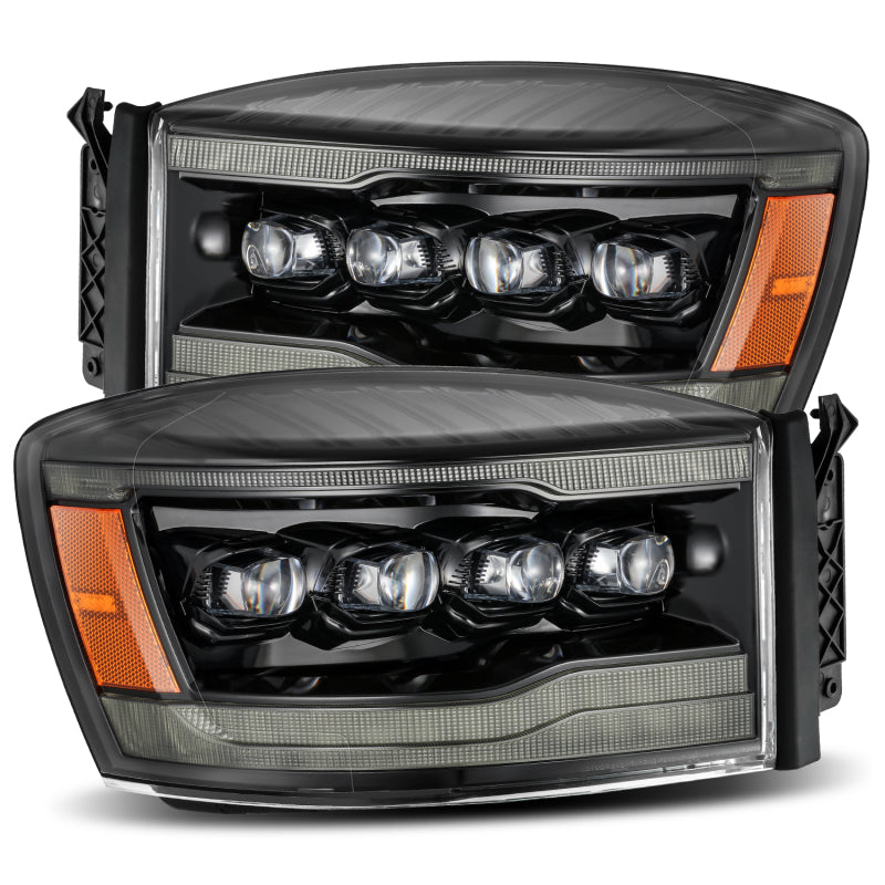 AlphaRex 06-08 Ram 1500HD NOVA LED Proj Headlights Plank Style Alpha Blk w/Seq Signal/DRL/Amber LED