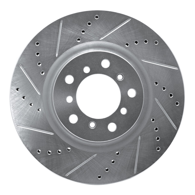 R1 2001-2006 BMW M3 Right Front Drilled & Slotted Silver Brake Rotor