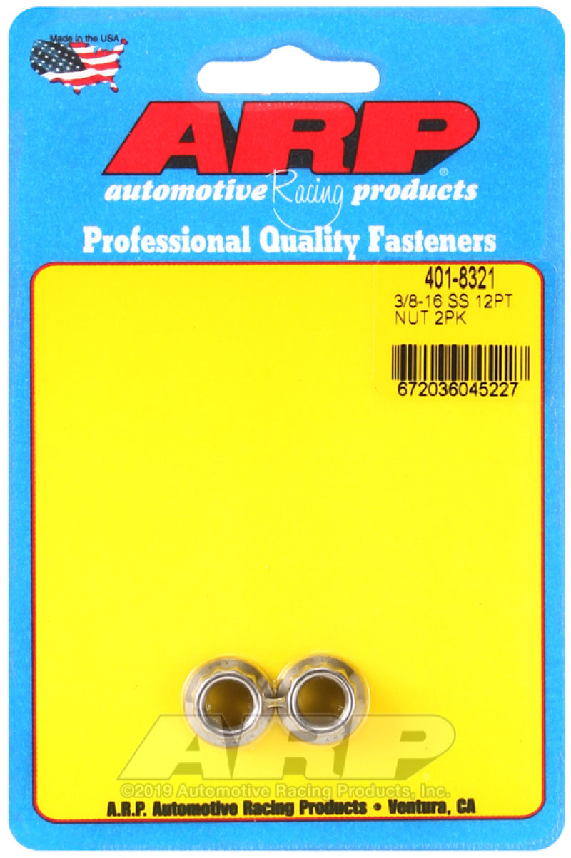 12pt SS Nut 3/8-16  2pk