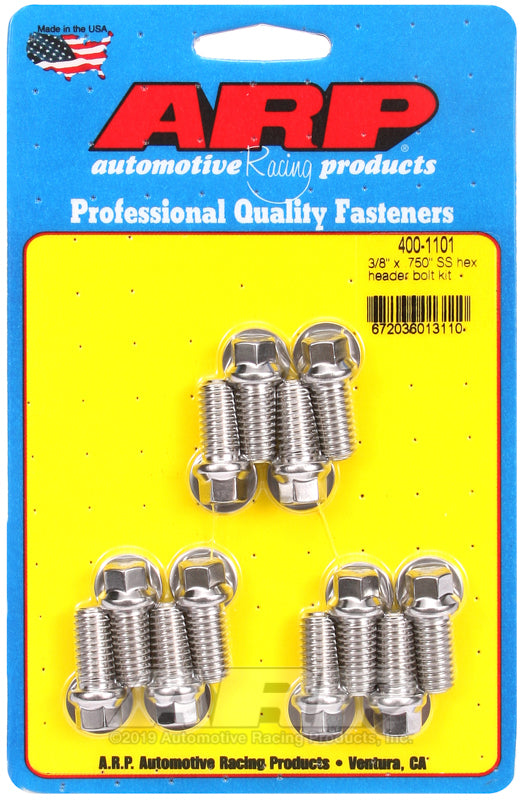 S/S Header Bolt Kit - 3/8 x .750 UHL (12)