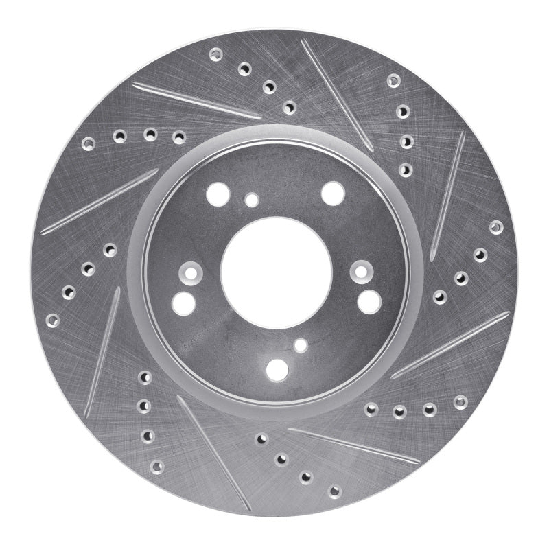 R1 13-22 Honda Accord Sedan Front Right Drilled & Slotted Silver Brake Rotor