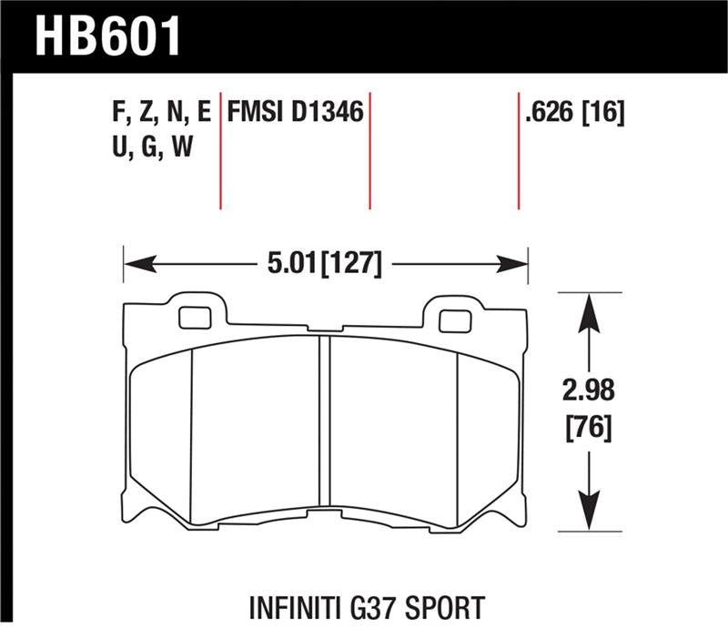 Hawk 10-11 Infiniti FX50 / 09-10 G37 / 09-10 Nissan 370Z DTC-60 Race Front Brake Pads