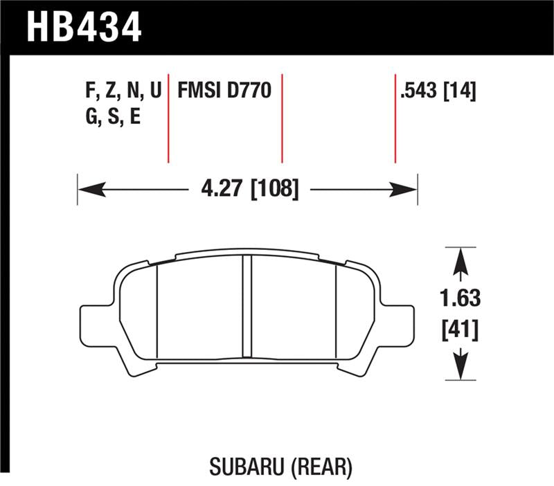 Hawk 2004-2006 Subaru Baja Sport HPS 5.0 Rear Brake Pads