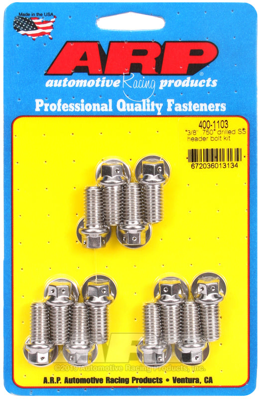 S/S Header Bolt Kit - 3/8 x .750 UHL (12)