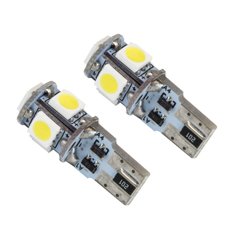 T10 5 LED SMD Bulbs Pair White