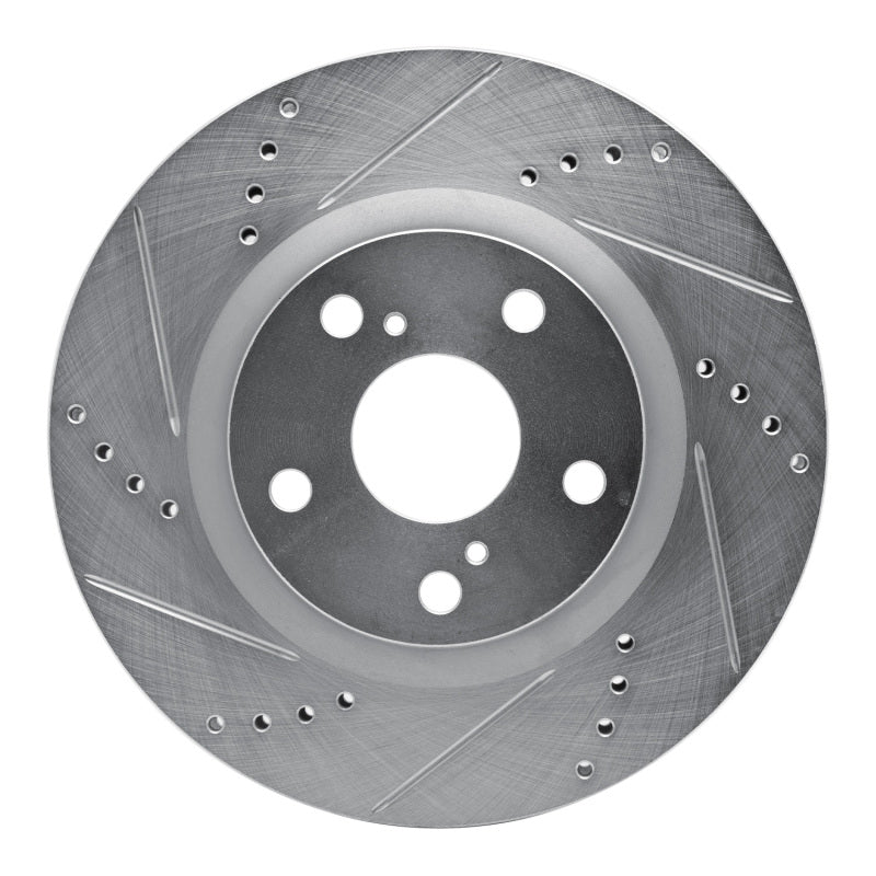 R1 2022-2023 Genesis G70 Front Left Drilled & Slotted Silver Brake Rotor