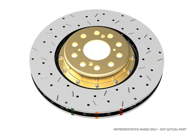 DBA 08-13 Chevrolet Camaro 6.2L 5000 Series Front Left 2 Piece Rotor Slotted & Drilled w/ Black Hat