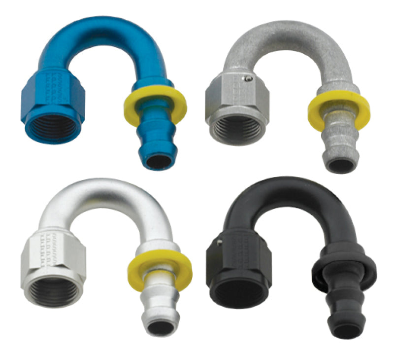 Hose Fitting #6 180 Deg Push Lock Black