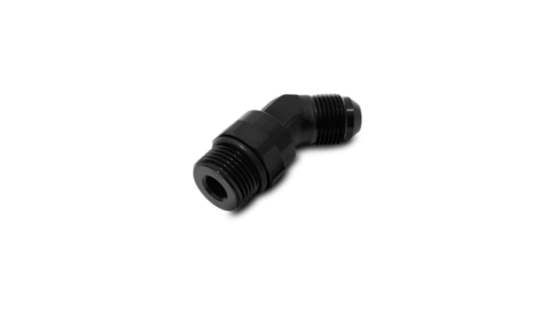 Vibrant -8AN Male to Male -10AN Straight Cut 45 Degree Adapter Fitting - Anodized Black