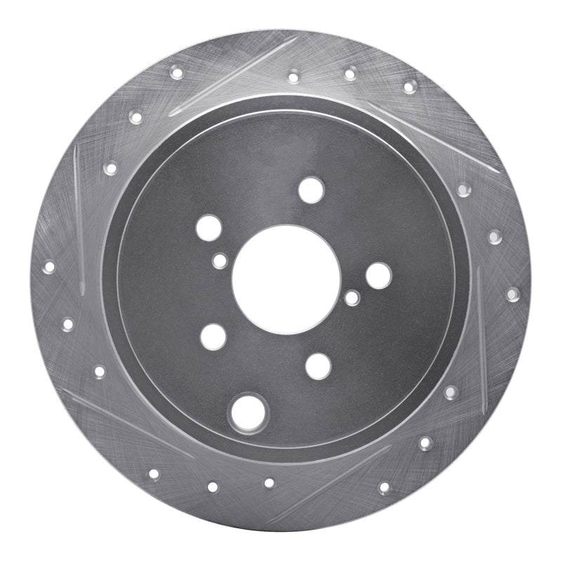 R1 08-15 Subaru Impreza Rear Left Drilled & Slotted Silver Brake Rotor