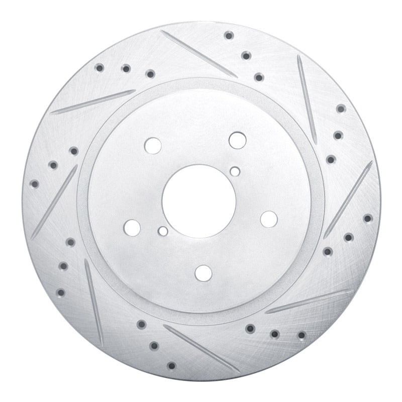 R1 2015-2025 Subaru WRX Rear Right Drilled & Slotted Silver Brake Rotor