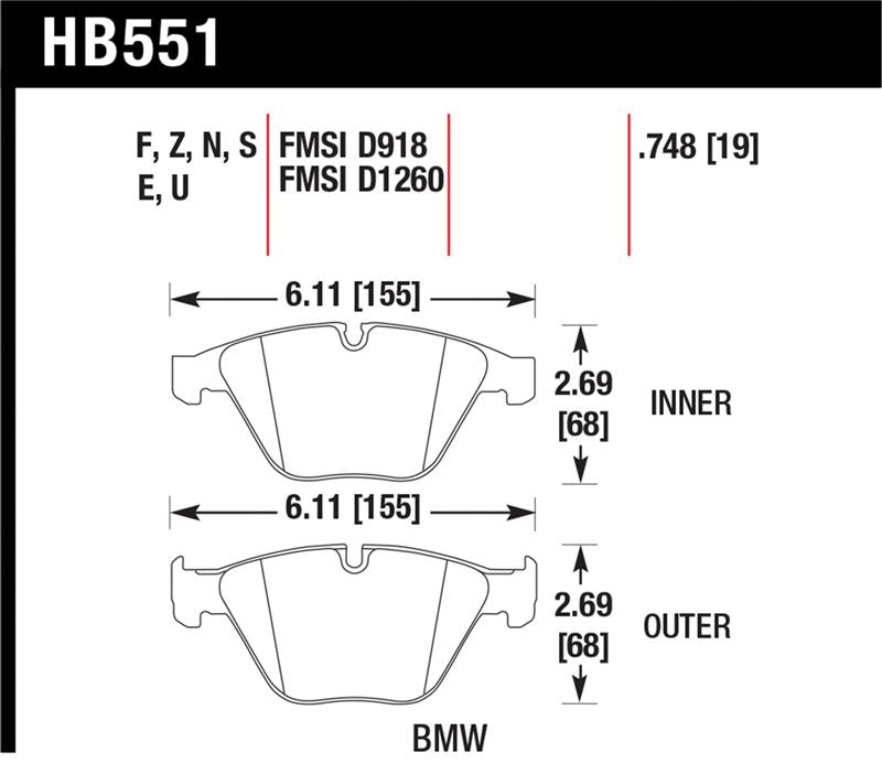 Hawk 2011 BMW 1-Series M HPS 5.0 Front Brake Pads