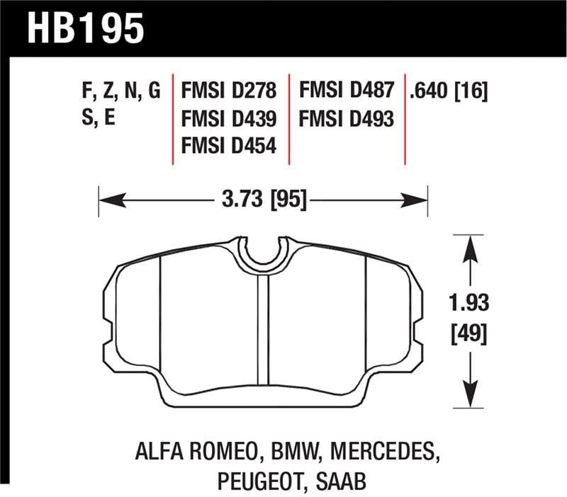 Hawk BMW 3 Series / Mercedes Benz 190 Series / Saab 900/9000 DTC-60 Race Front Brake Pads