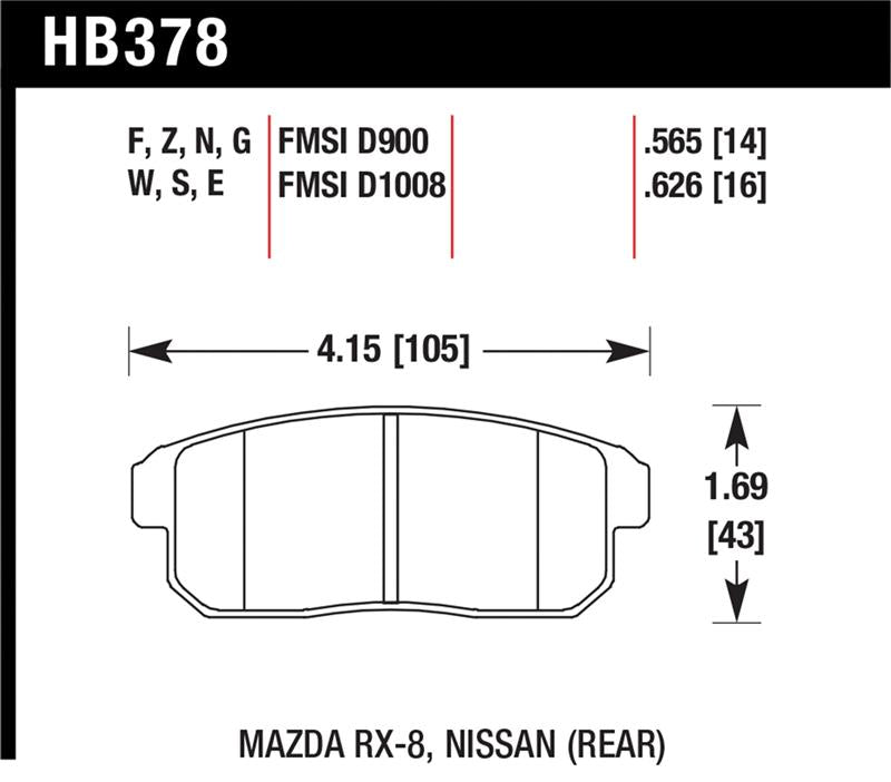Hawk Mazda RX-8 / Nissan Track DTC-30 Race Rear Brake Pads