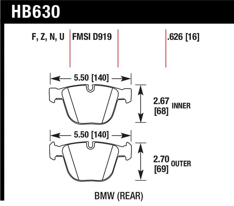 Hawk 02-11 BMW (Various) HPS Street Rear Brake Pads
