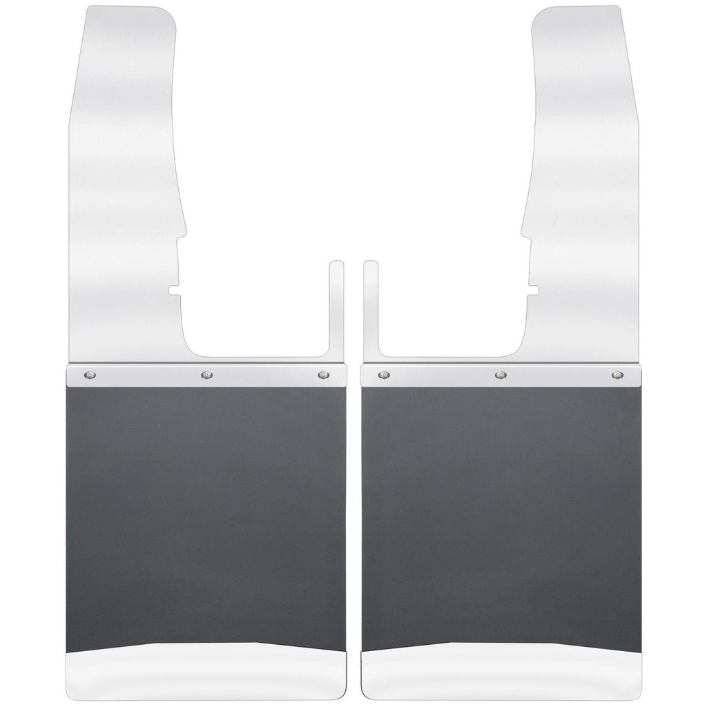 Kick Back Mud Flaps Front 12" Wide - Stainless Steel Top and Weight