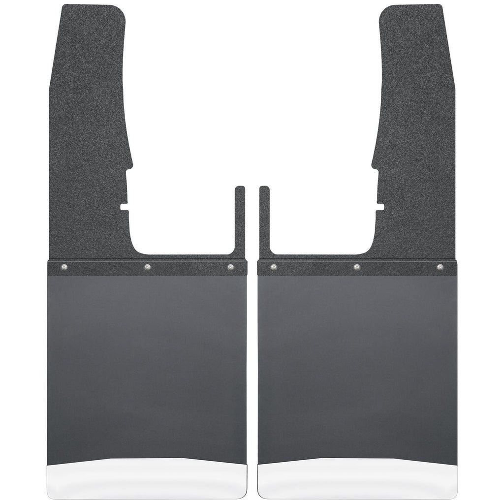 Kick Back Mud Flaps Front 12" Wide - Black Top and Stainless Steel Weight