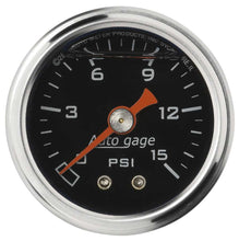 Load image into Gallery viewer, 1-1/2in Pressure Gauge - 0-15psi - Black Face