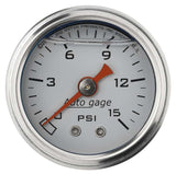 1-1/2in Pressure Gauge 0-15psi- White