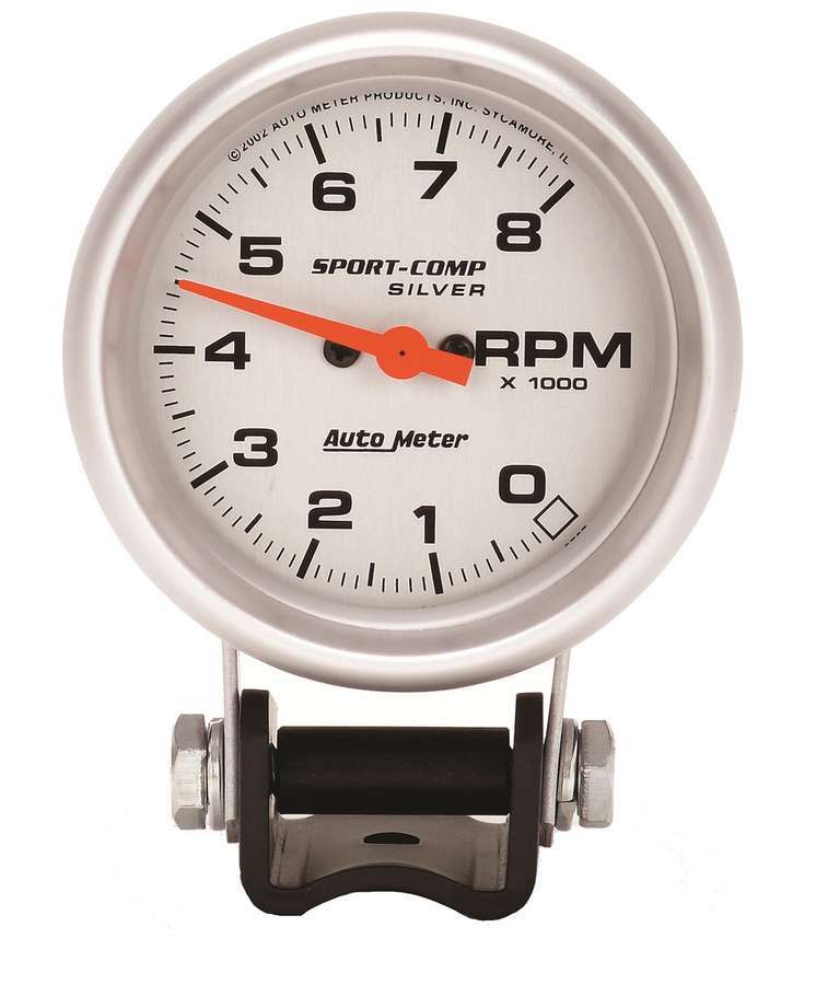 Sport Comp 2 5/8in Silver Tach 8000 RPM