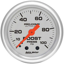 Load image into Gallery viewer, 2-1/16in U/L Boost Gauge 0-100psi