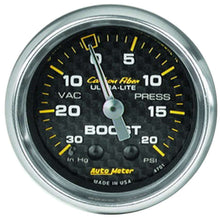 Load image into Gallery viewer, 2-1/16in C/F Boost Gauge 30in HG/20psi