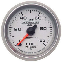 Load image into Gallery viewer, 2-1/16in U/L II Oil Pressure Gauge 0-100psi