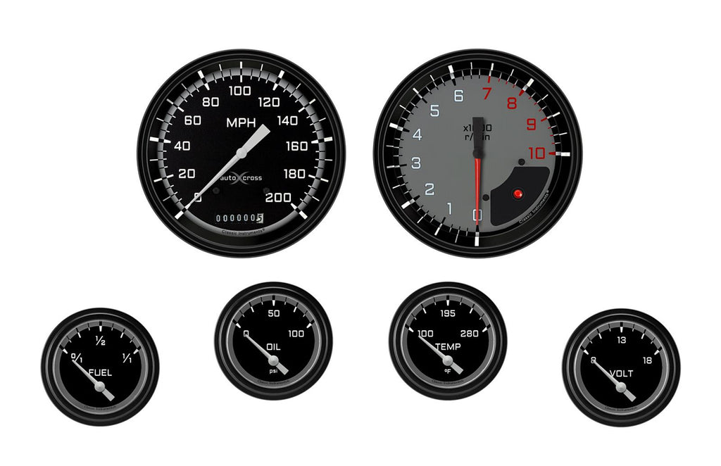 Autocross Grey 6 Gauge Set 2-5/8 Short Sweep